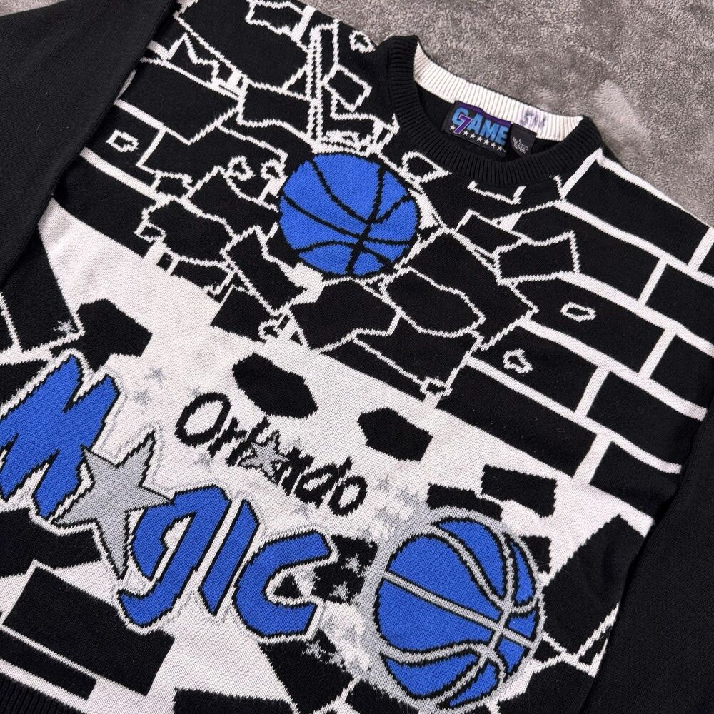 Rare Vintage 1990s NBA Orlando Magic Game 7 Knit Sweater Men's L USA Shaq Penny